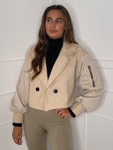 Balloon Sleeve Cropped Jacket - Cream