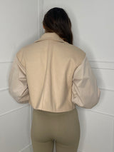Balloon Sleeve Cropped Jacket - Cream