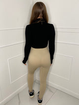 Seamless Ribbed Leggings - Light Beige