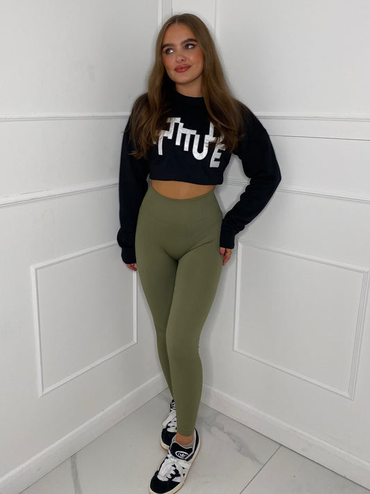 Seamless Ribbed Leggings - Green