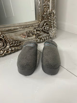 Fluffy Aztec Platform Slippers  - Grey