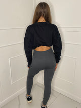 Seamless Ribbed Leggings - Charcoal Grey