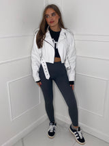 Leather Look Fitted Jacket - White