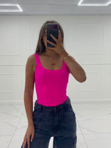 Ribbed Seamless Bodysuit - Neon Pink