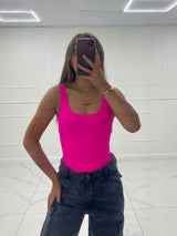 Ribbed Seamless Bodysuit - Neon Pink