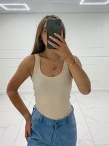 Ribbed Seamless Bodysuit - Beige