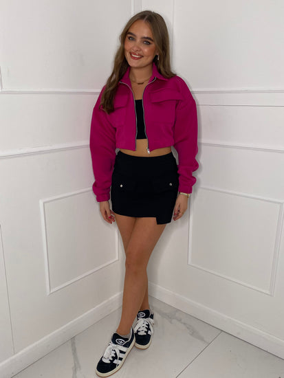 Cerise pink cropped sales jacket