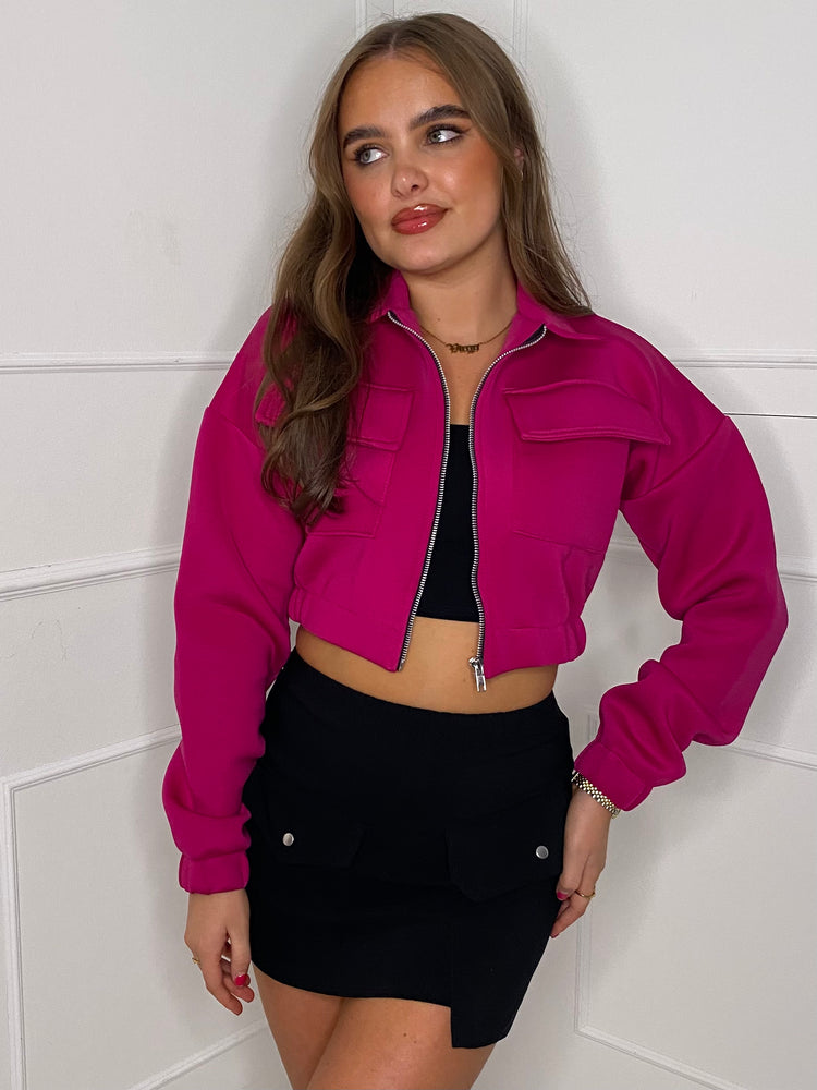 Cerise pink 2025 cropped jacket