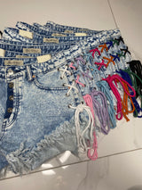 String For 'Lace Up String Denim Shorts'