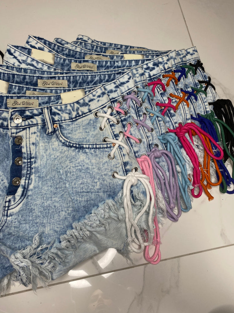 String For 'Lace Up String Denim Shorts'
