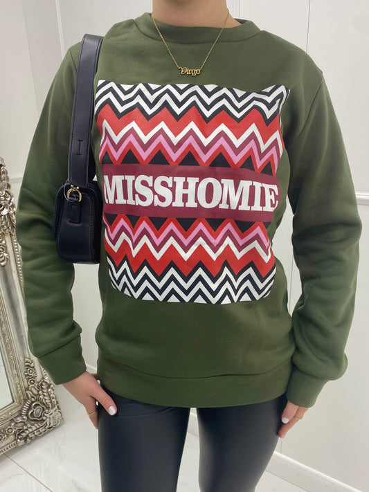 M Print Sweatshirt - Khaki