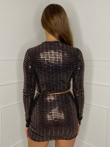 Sequin Tie Front Co-ord  - Black