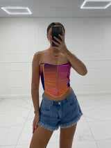 Mesh Corset Top - Purple/Orange