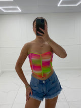 Mesh Corset Top - Pink/Green