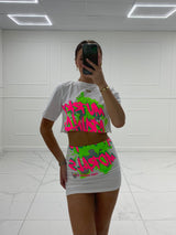 Green Splash Print T-Shirt Co-Ord - White