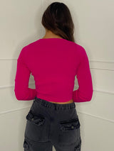 Underbust Studded Cropped Jumper - Cerise Pink