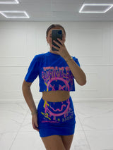 Be Unique Print T-Shirt Co-Ord - Royal Blue