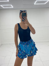Leopard Print Frill Skort - Blue