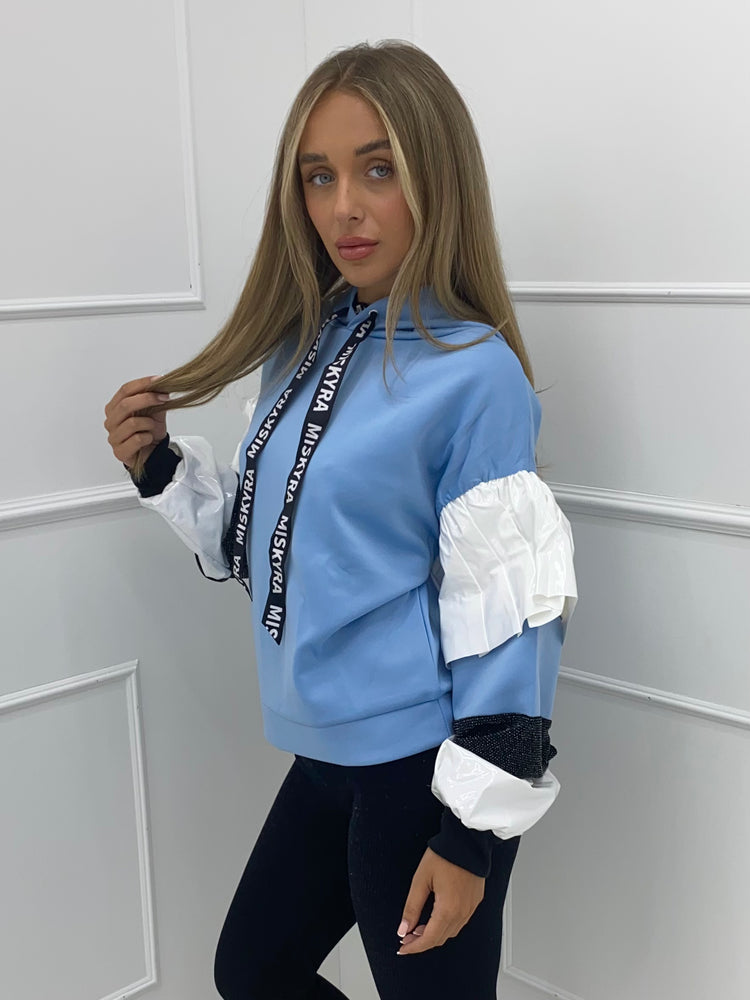 PVC Sleeve Hoodie - Baby Blue