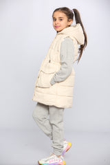 Kids Pocket Front Puffer Gilet - Beige