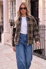 Chocolate Bouclé Checked Jacket