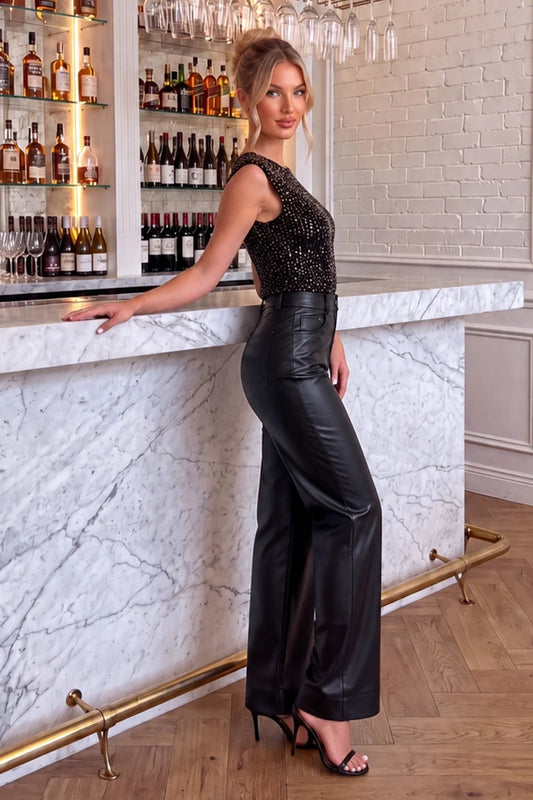 Bronze Velvet Sequin Sleeveless Bodysuit