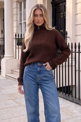 Chocolate 1/4 Zip Knit Jumper