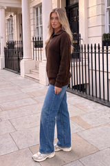 Chocolate 1/4 Zip Knit Jumper