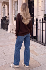 Chocolate 1/4 Zip Knit Jumper