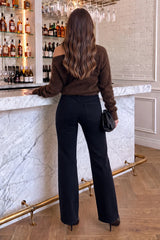 Chocolate Animal Print Brushed Knit Off The Shoulder Jumper
