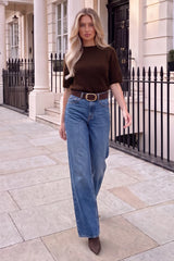 Chocolate Short Sleeve Knit Jumper