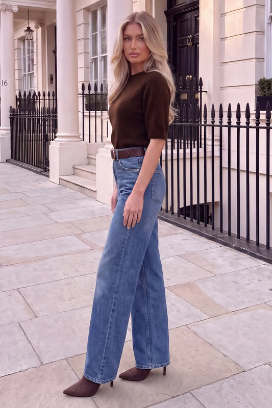 Chocolate Short Sleeve Knit Jumper