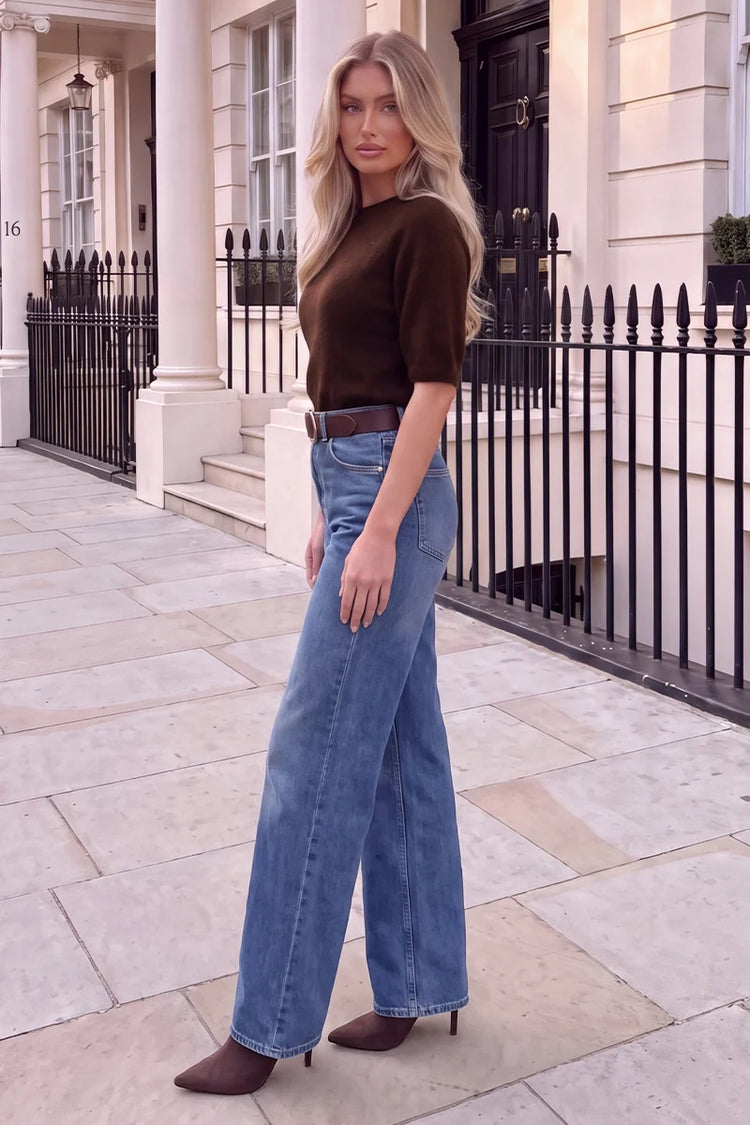 Chocolate Short Sleeve Knit Jumper