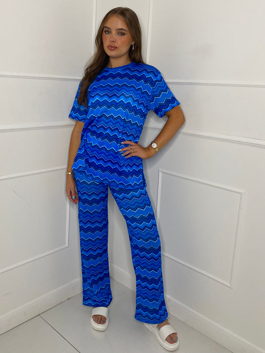 Oversized Tee & Flared Trouser Co-Ord - ZigZag 1
