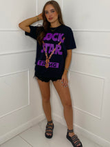 Rock Star Print T-Shirt - Black
