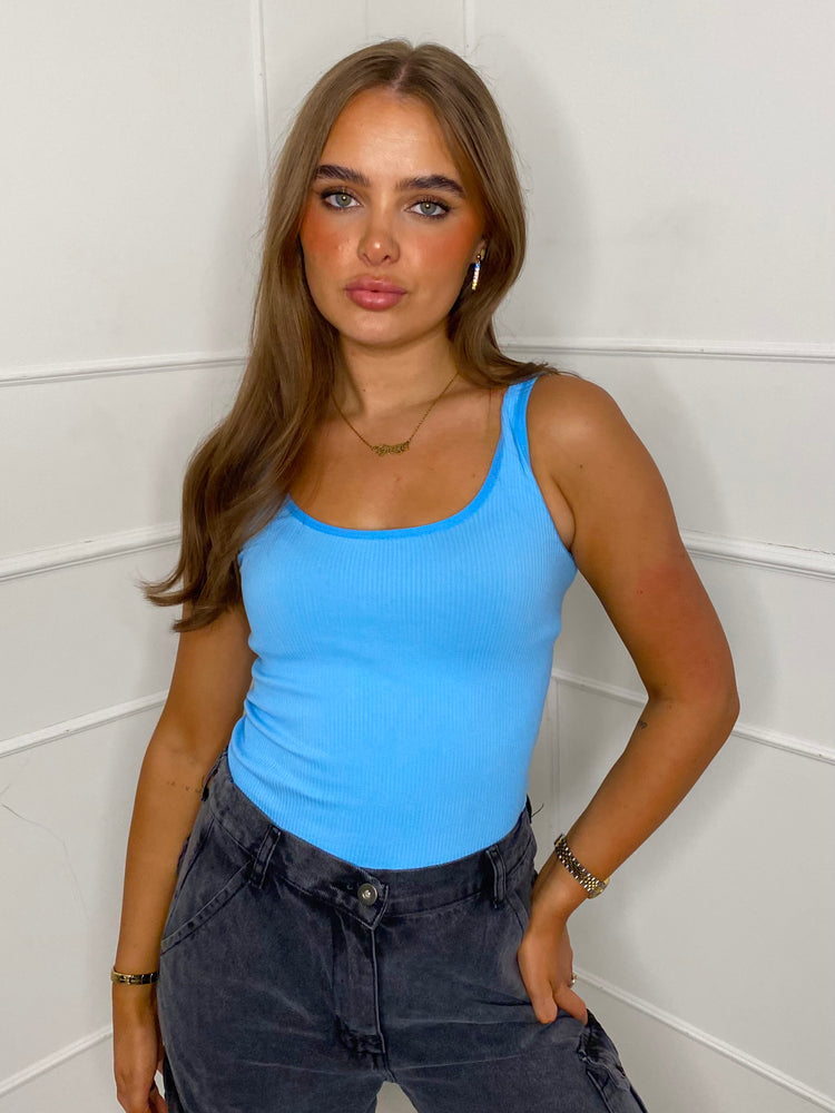 Ribbed Seamless Bodysuit - Baby Blue