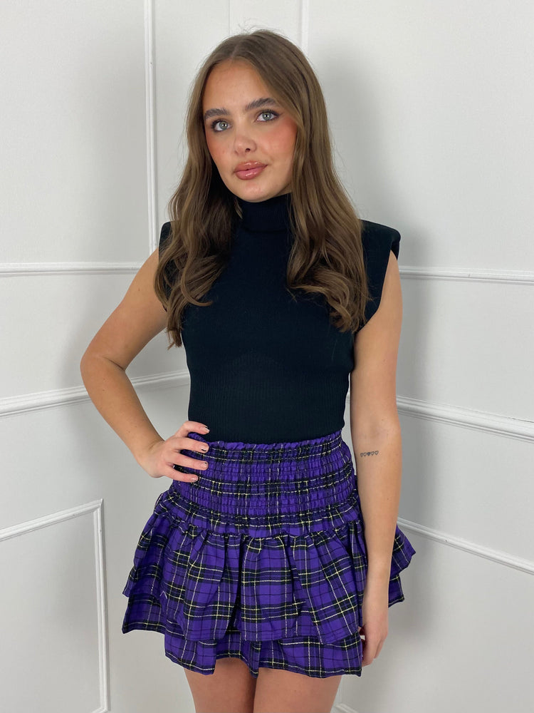 Ruffle Skirt - Purple Check