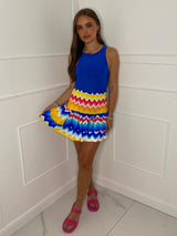 RaRa Zigzag Print Skirt - Yellow/Blue