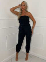 Cargo Belted Jumpsuit - Black