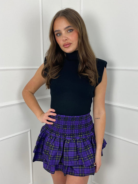Ruffle Skirt - Purple Check