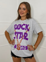 Rock Star Print T-Shirt - Grey