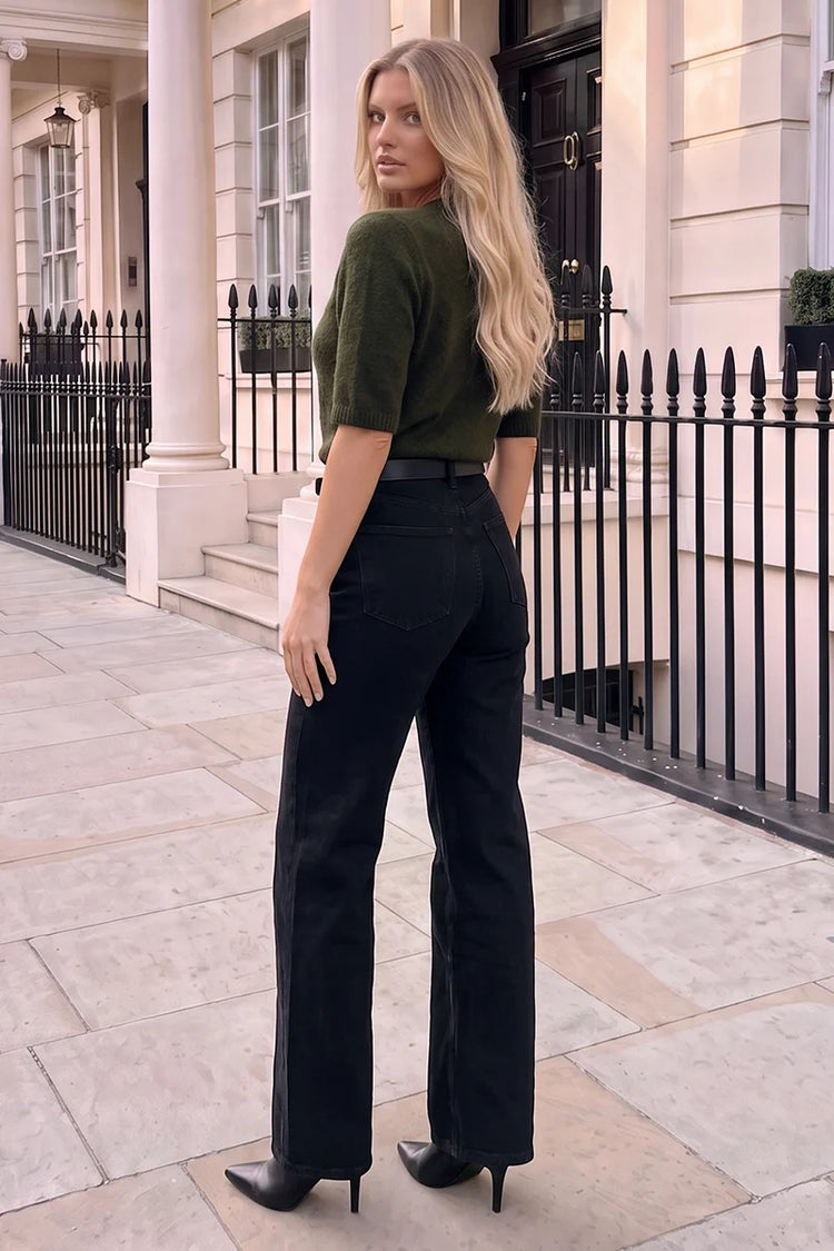 Olive Short Sleeve Knit Jumper