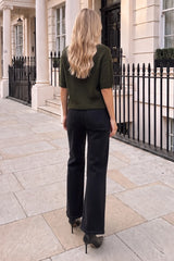 Olive Short Sleeve Knit Jumper