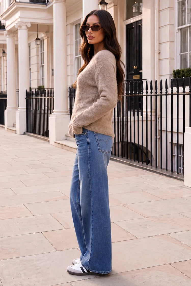 Stone Brushed Knit Off The Shoulder Jumper