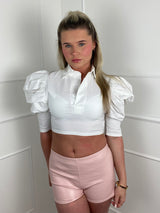 Low Waisted Matte PVC Shorts- Baby Pink
