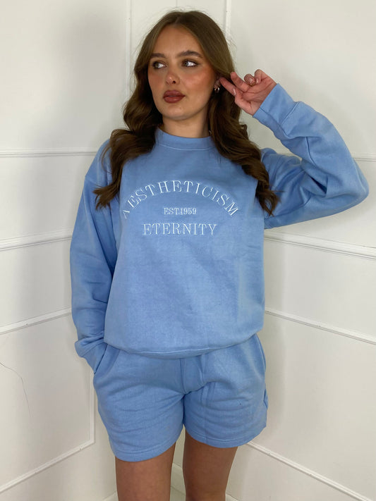 'Aestheticlism Eternity' Short Tracksuit- Baby Blue