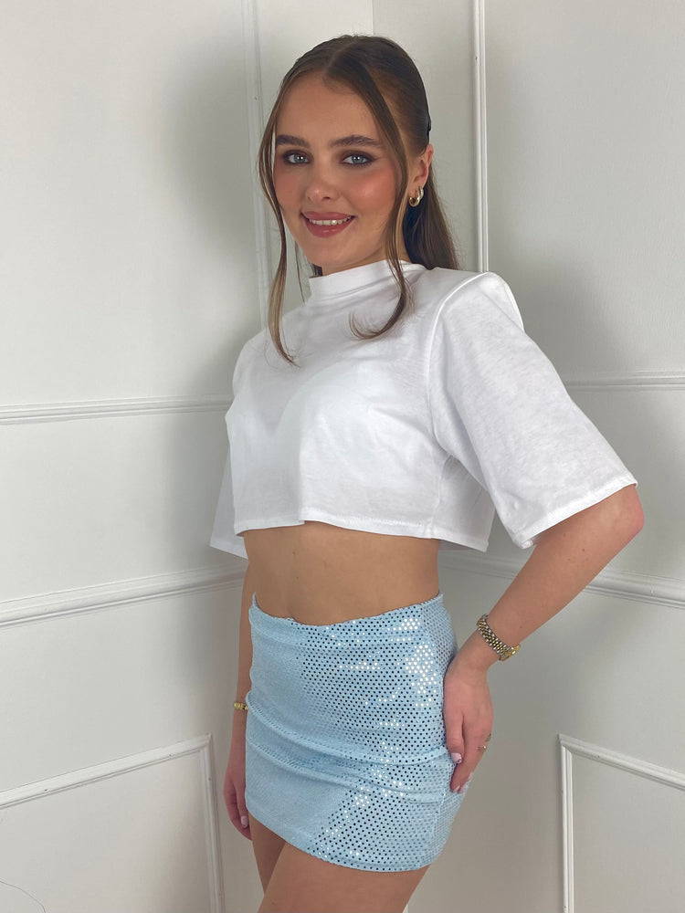 Lurex Sequin Skirt - Baby Blue