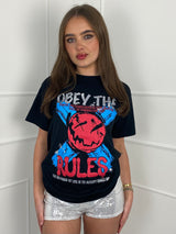 Obey The Rules T-shirt- Black
