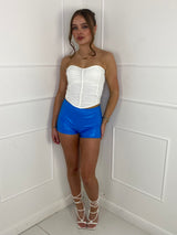 Low Waisted Matte PVC Shorts- Mid Blue