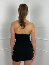 Corset Tie Waist Mini Dress - Black